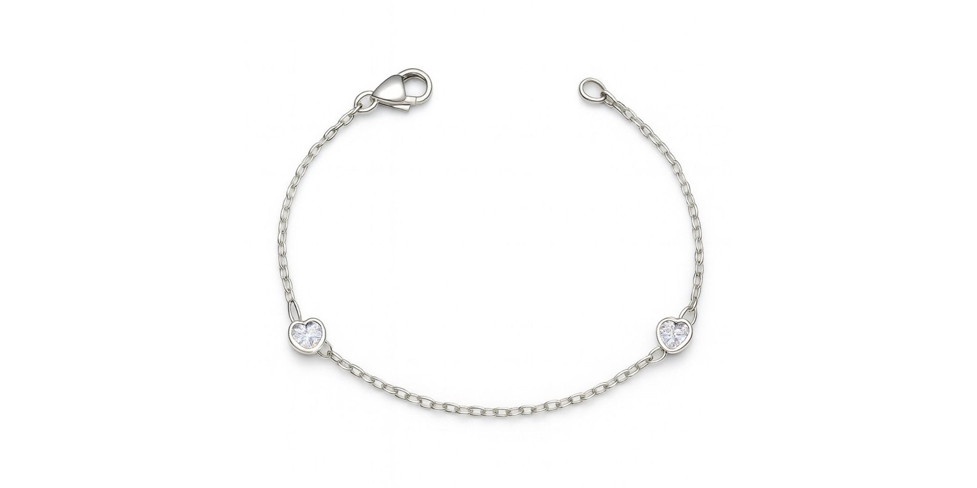 Pulseira Infantil Coração Meio Zircônia Banhado A Prata 925.