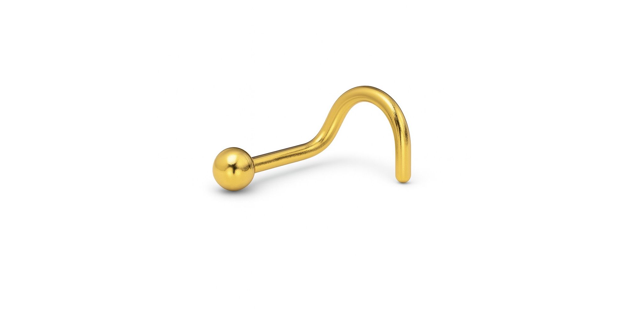 Piercing Nariz Curvado Bola Aço Dourado 