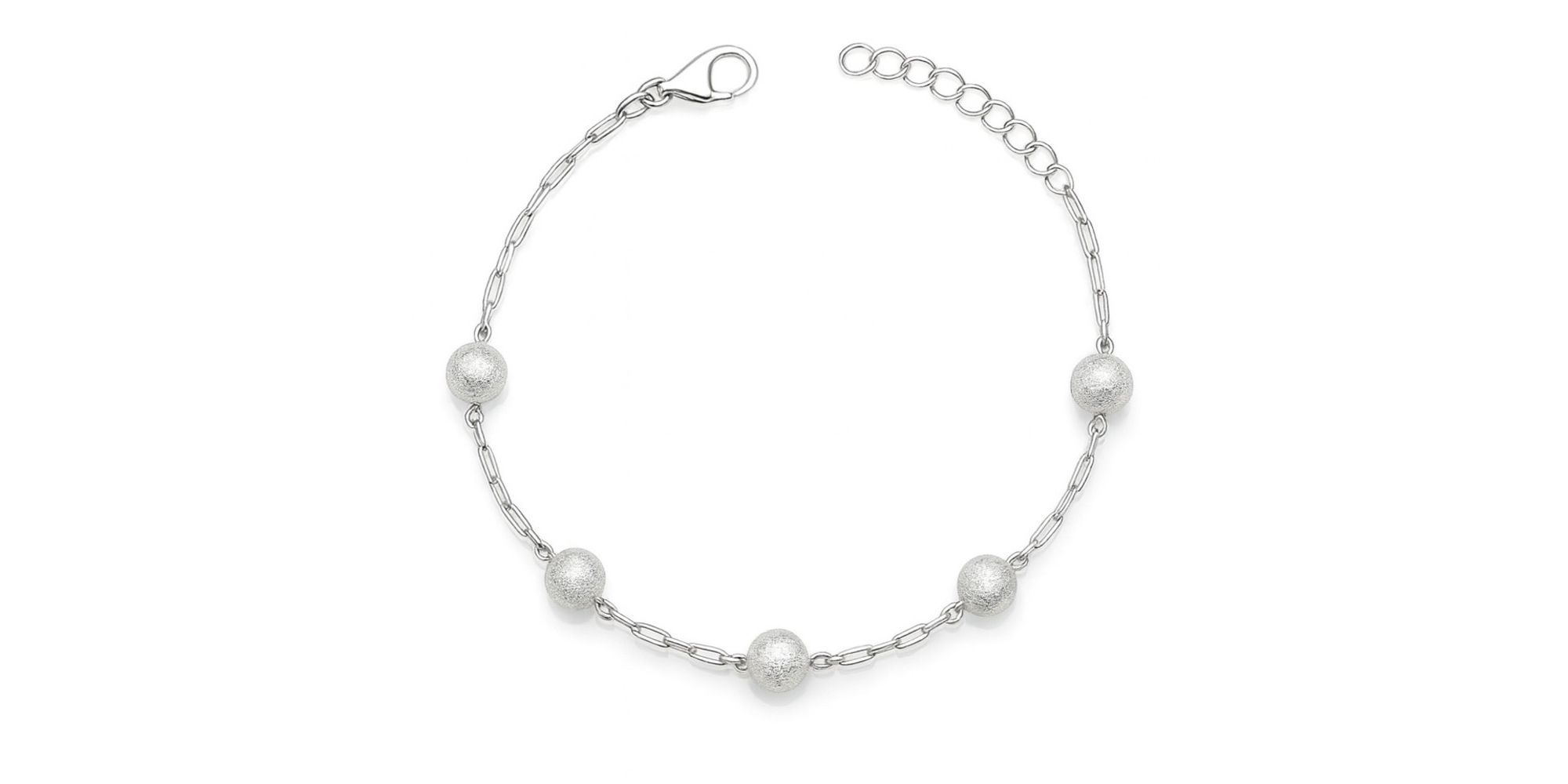 Pulseira Bola Áspera Espaçada Banhado A Prata 925