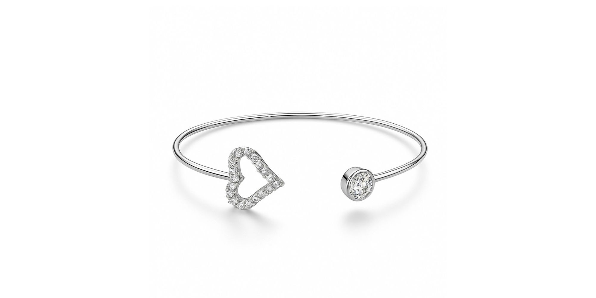 Pulseira Bracelete Coração Luz Banhado A Prata 925.