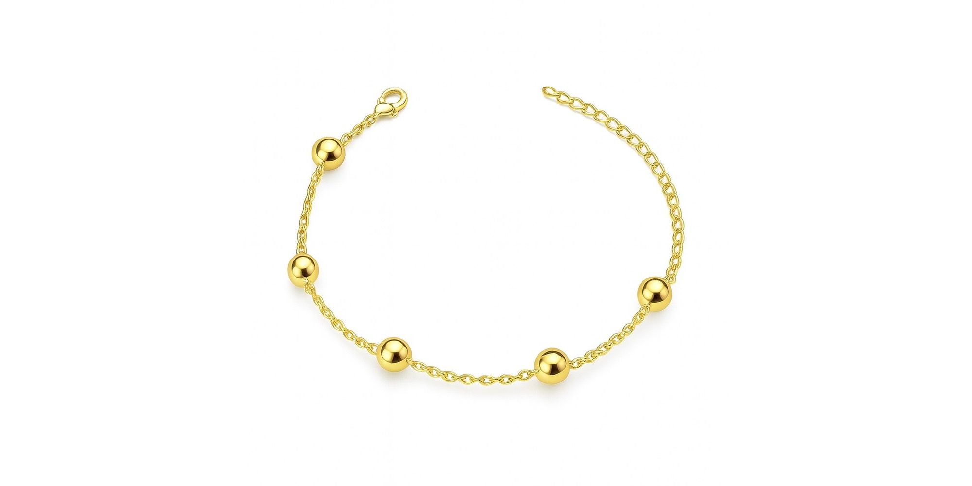 Pulseira Bola Lisa Quatro Espaçada Banhado A Ouro 18K