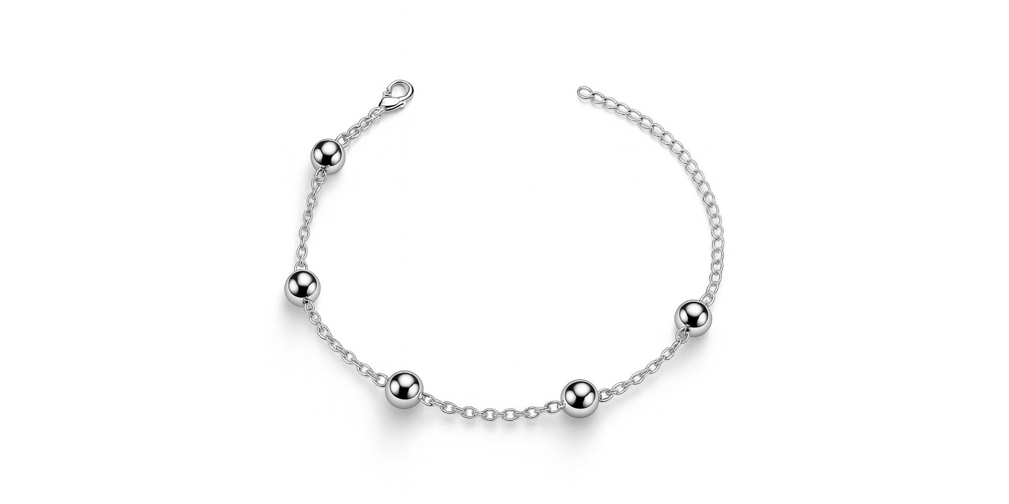 Pulseira Bola Lisa Espaçada Banhado A Prata 925.