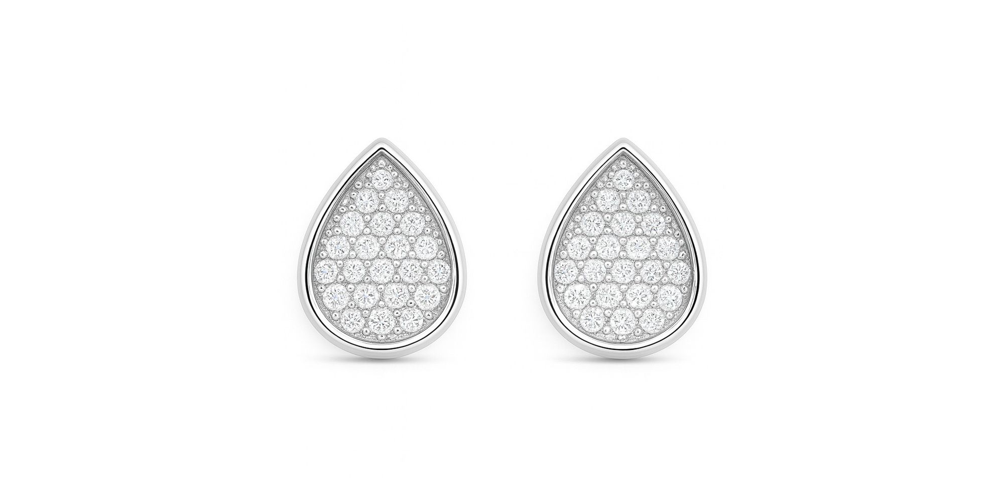 Brinco Gota Côncavo Cristal Cravejado Banhado a Prata 925