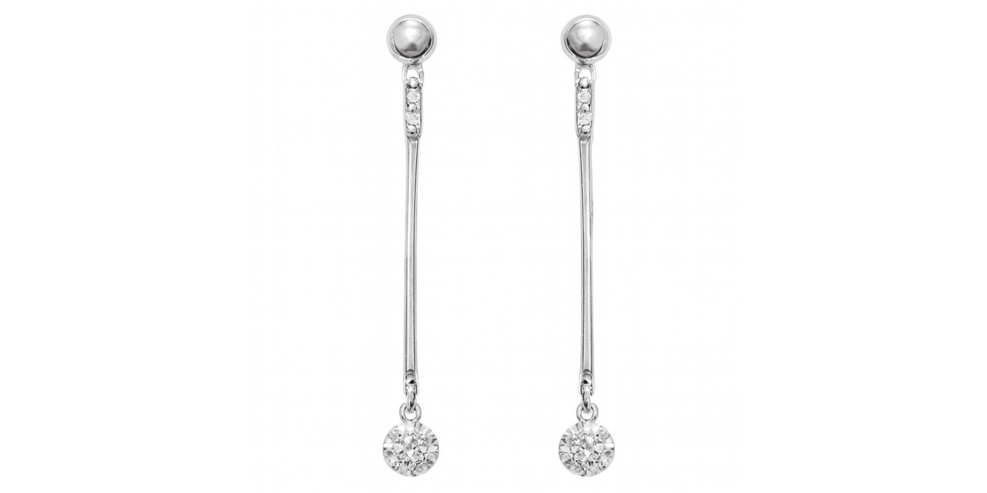 Brinco Palito Strass Banhado a Prata 925