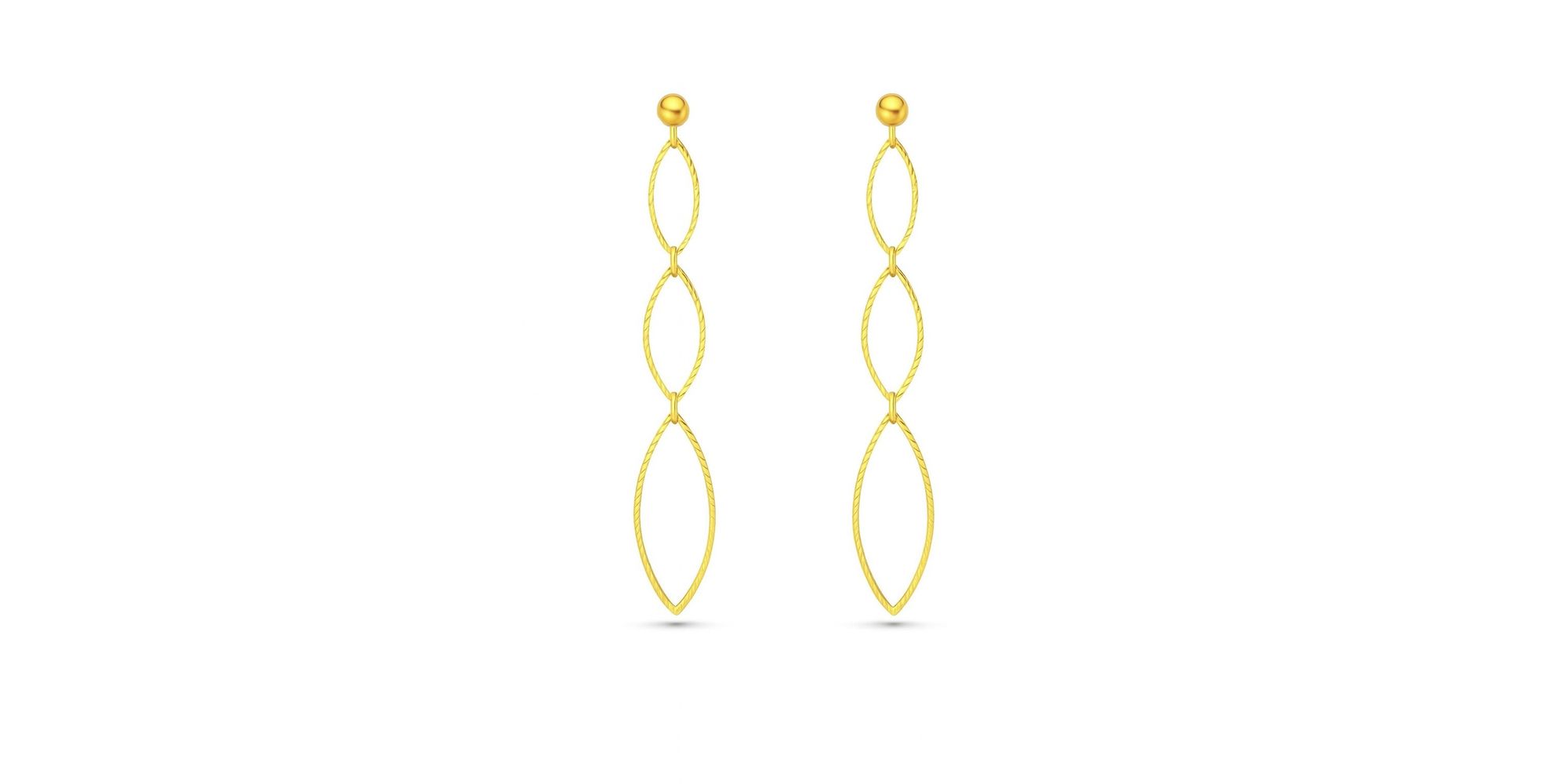 Brinco 3 Navetes Banhado a Ouro 18K