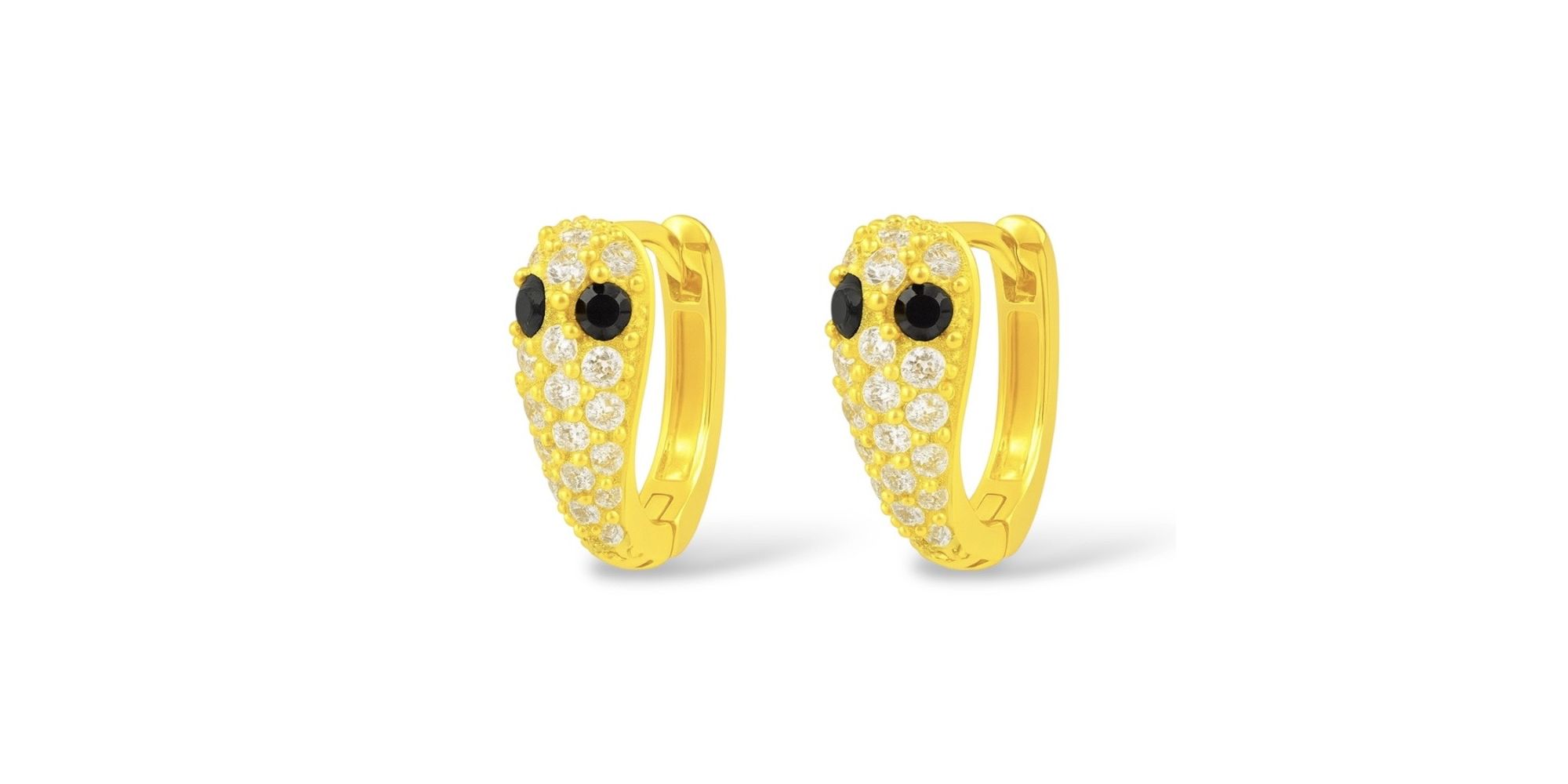 Brinco Cobra Click Cravejado Banhado a Ouro 18k