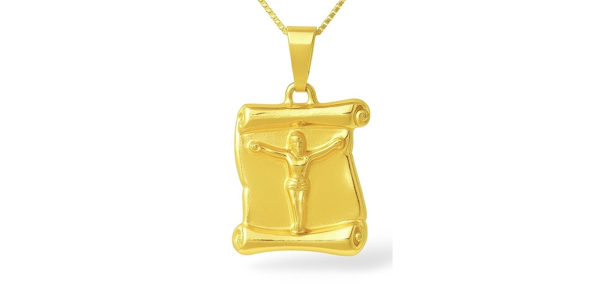 Pingente Pergaminho Jesus 24x18 Banhado A Ouro 18K