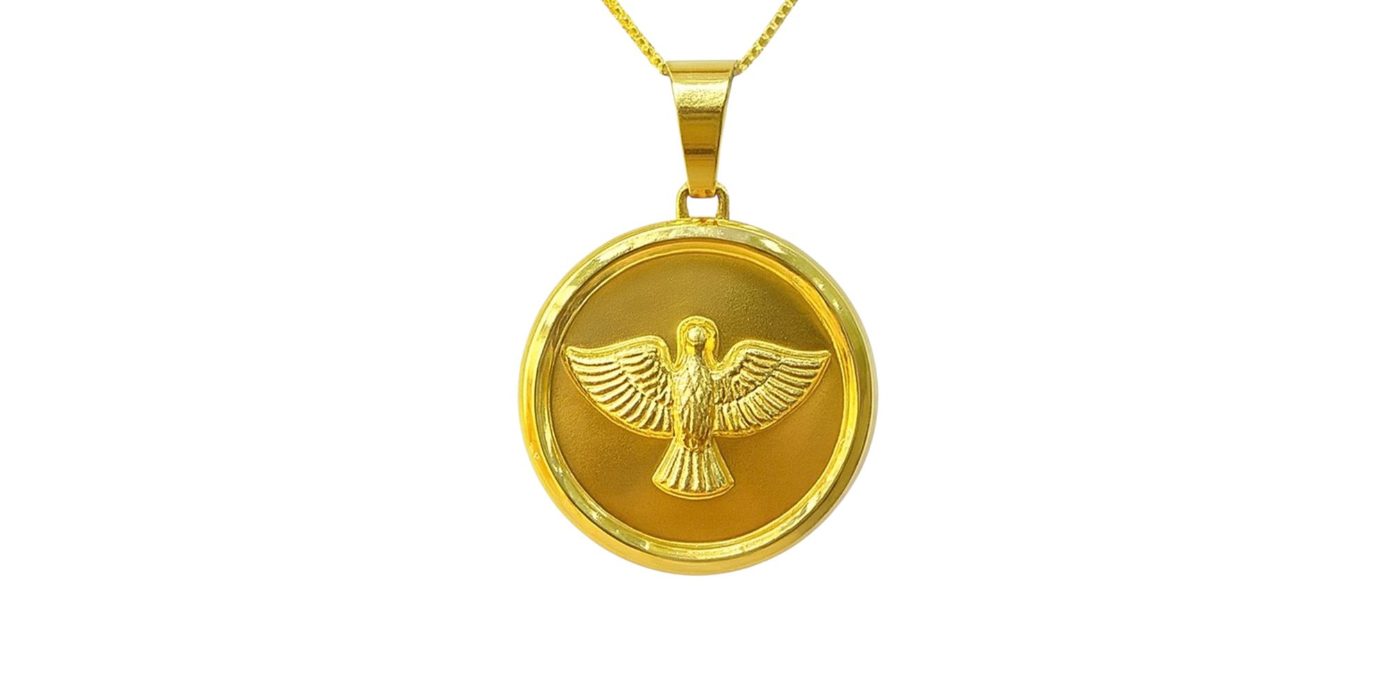 Pingente Medalha Espírito Santo Banhado A Ouro 18K