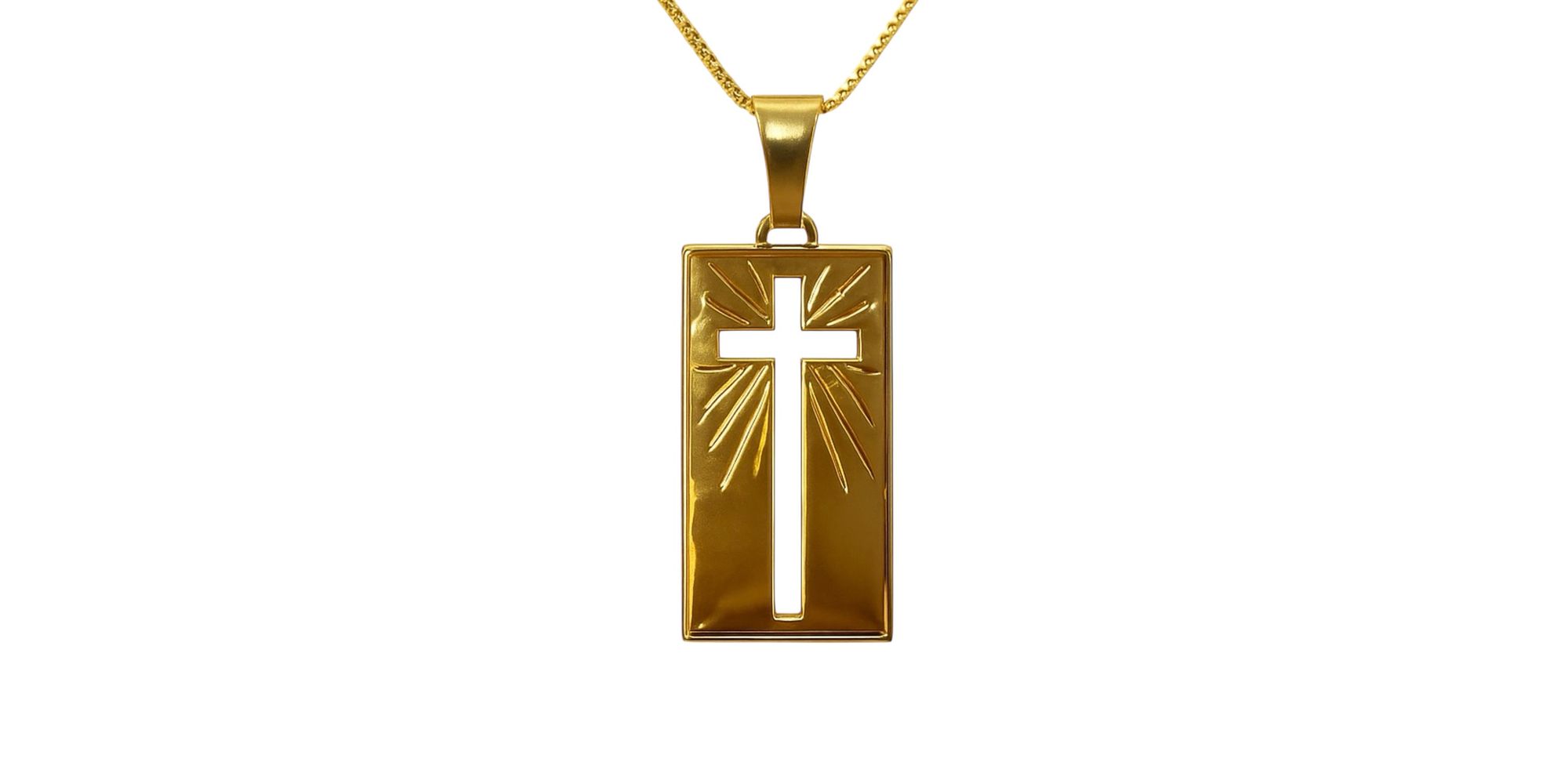 Pingente Cruz Nimbus Vazado Banhado A Ouro 18k