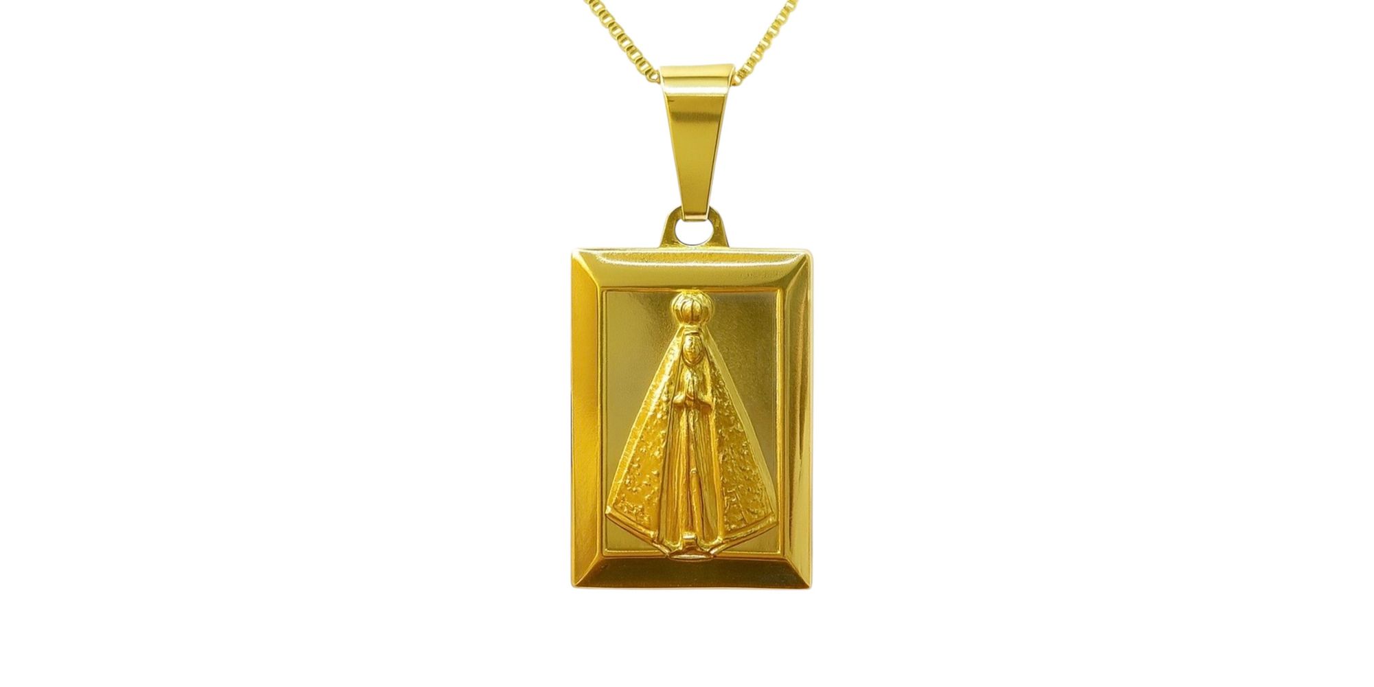 Pingente Placa Nossa Senhora 17x29 Banhado A Ouro 18K