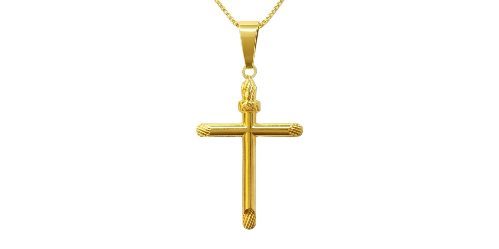 Pingente Cruz Palito Banhado A Ouro 18K