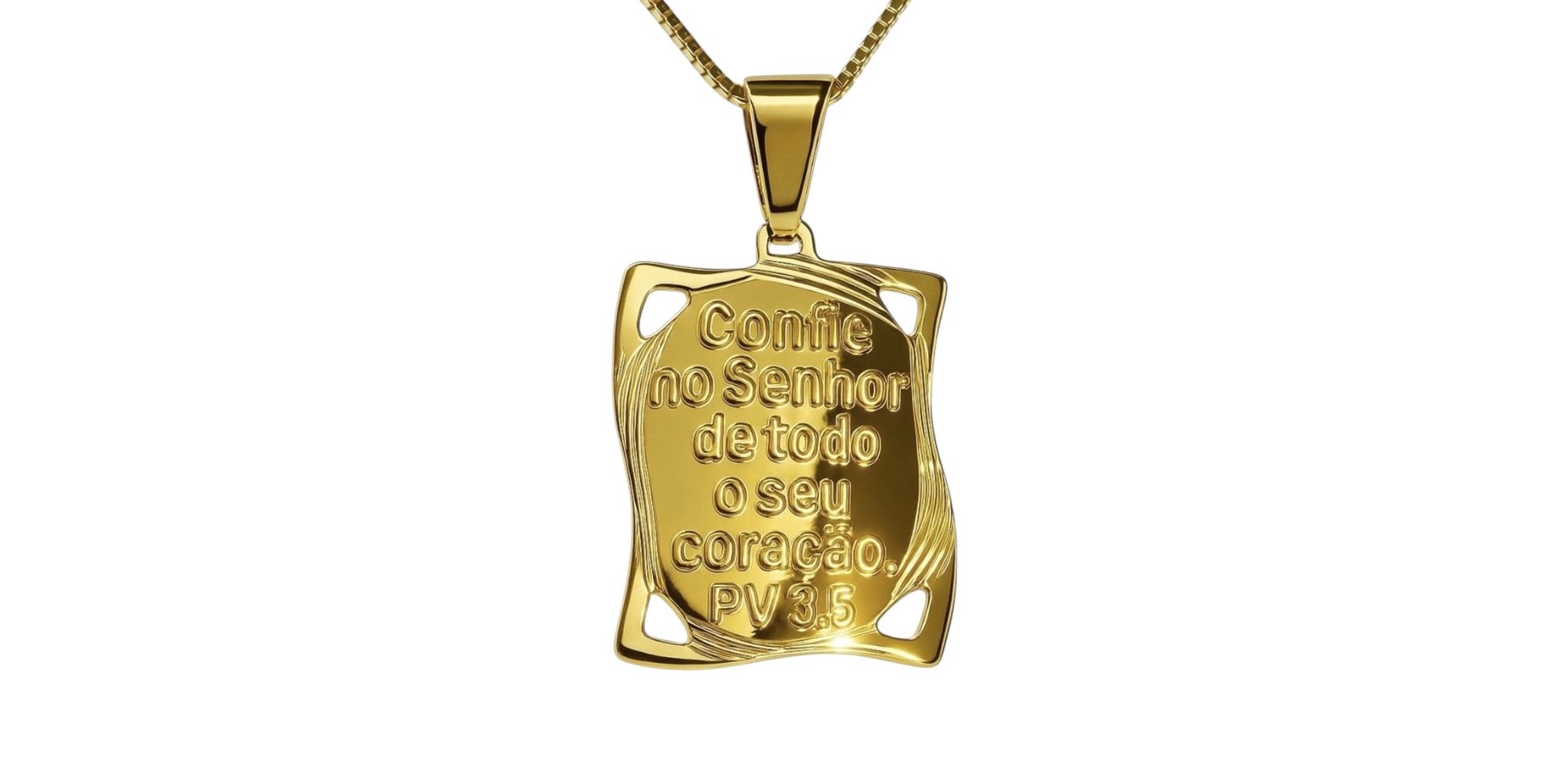 Pingente Pergaminhl Confie No Senhor Banhado A Ouro 18K