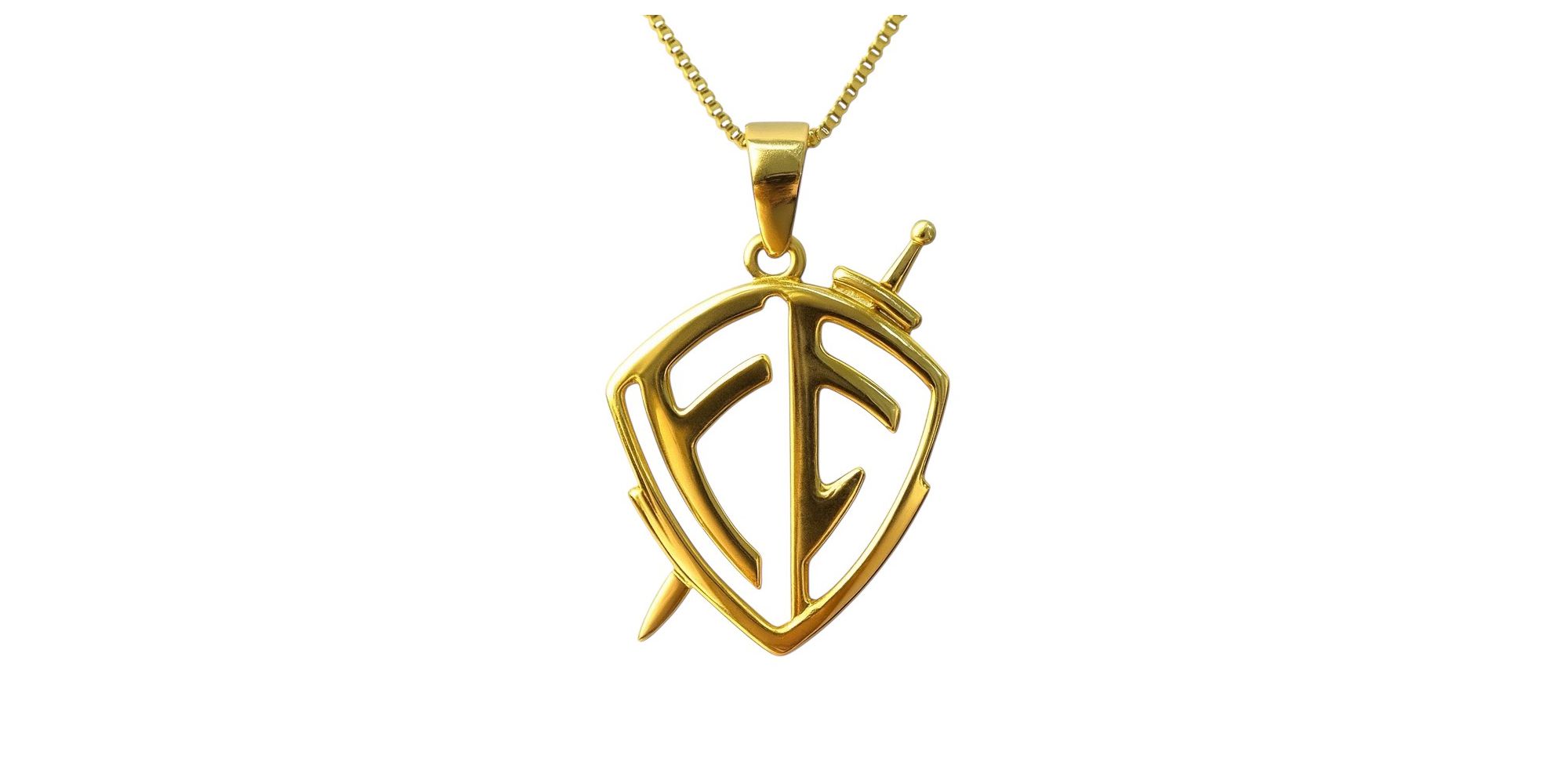 Pingente Escudo Fé Vazado Banhado a Ouro 18K