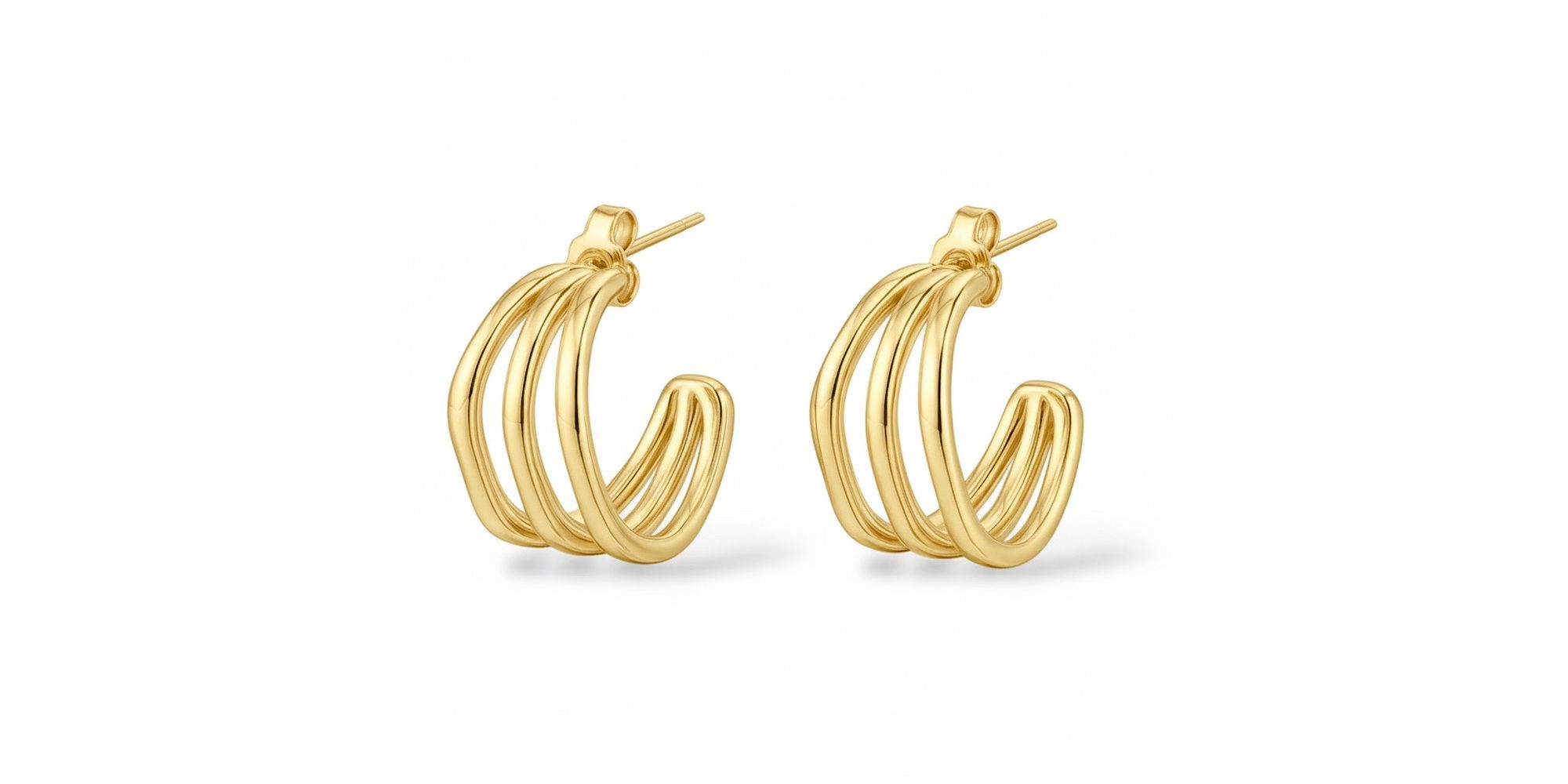 Brinco Argola Tripla Tarraxa Banhado a Ouro 18K