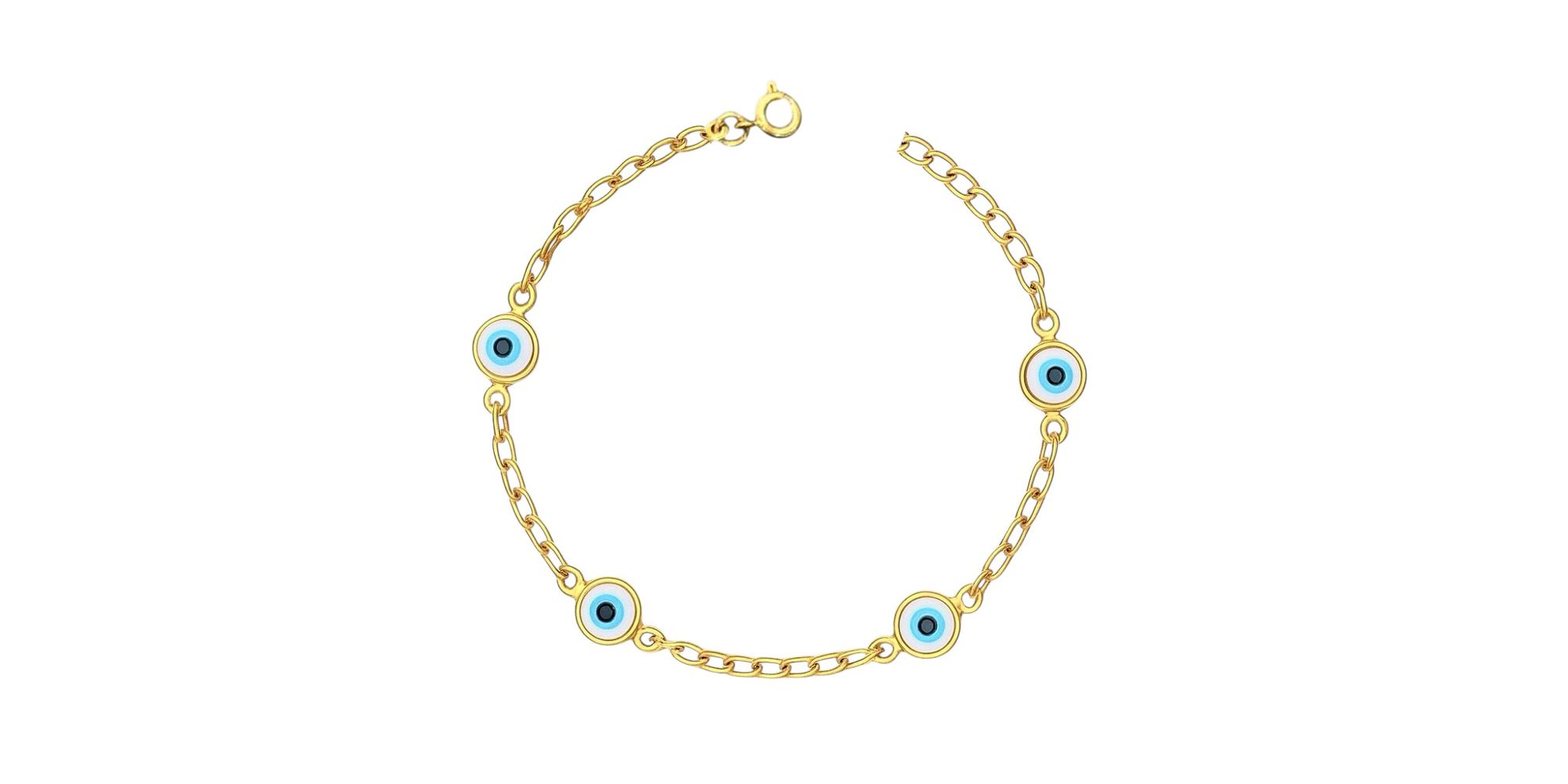 Pulseira Olho Grego Redondo Bola Banhado a Ouro 18K