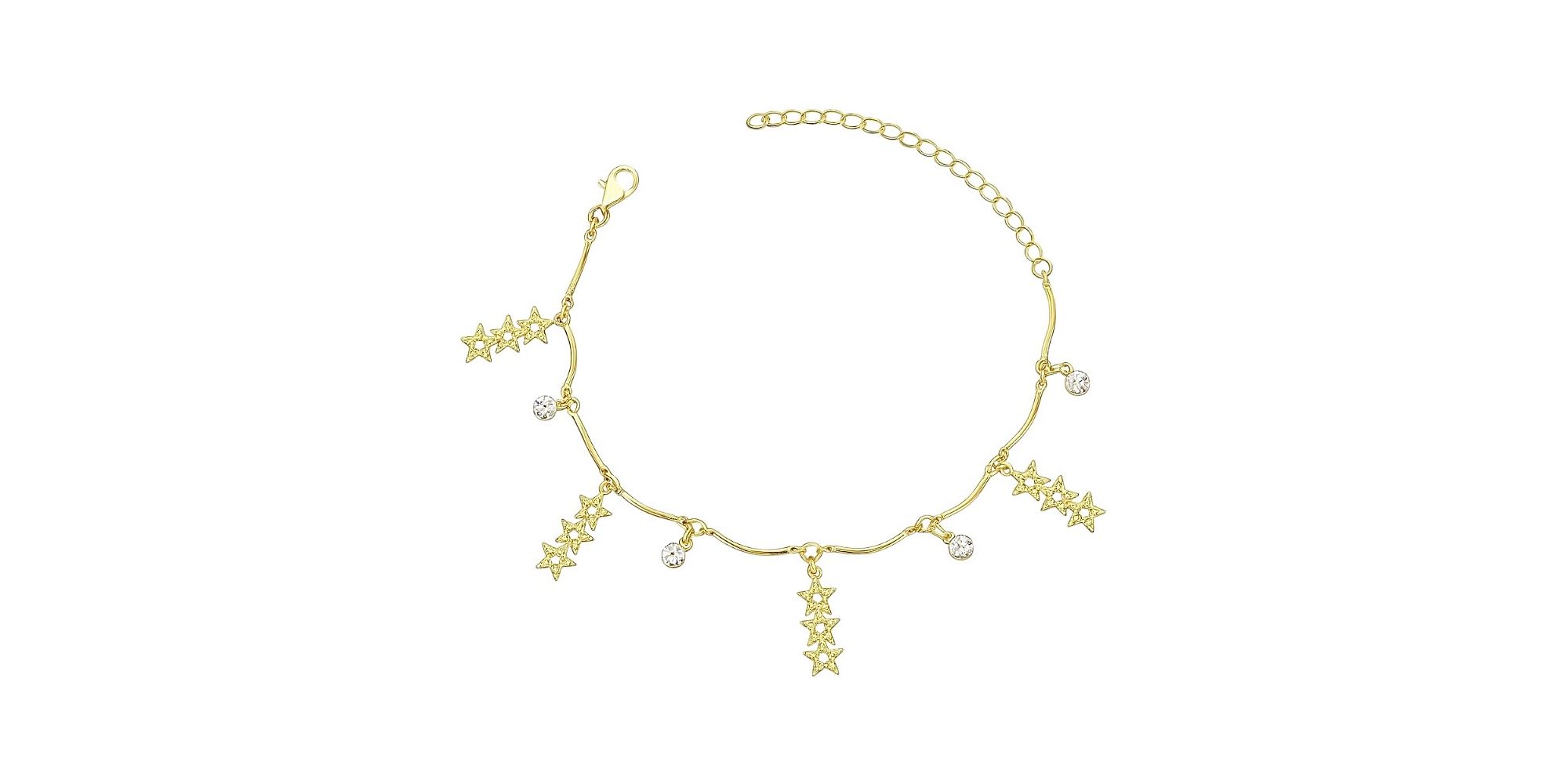 Pulseira Estrela Tripla Pendurado Banhado A Ouro 18k