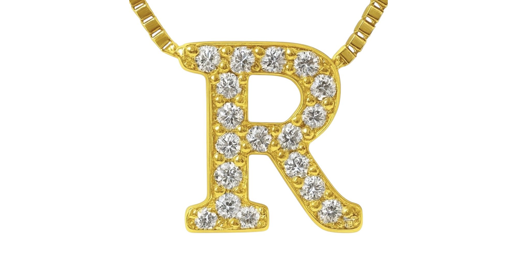 Pingente Latão Letra R Cravejada Zircônia Banhado A Ouro 18k