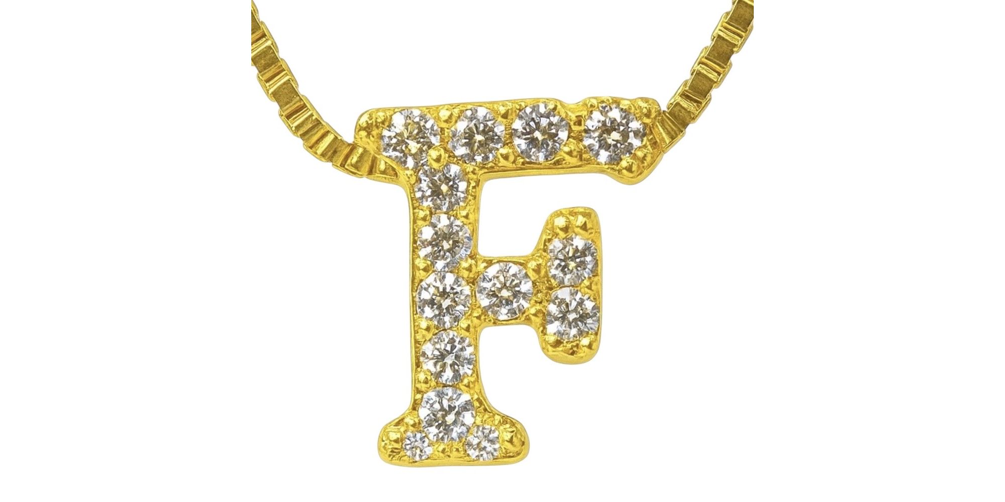 Pingente Latão Letra F Cravejada Zircônia Banhado A Ouro 18K