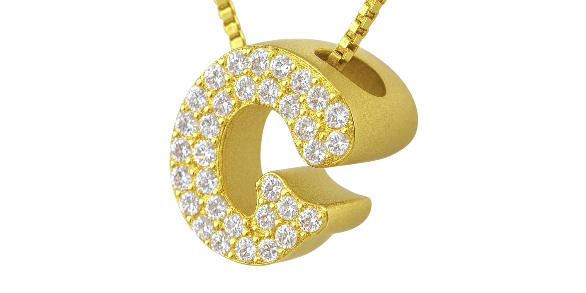 Pingente Letra G Cravejada Banhado a Ouro 18K