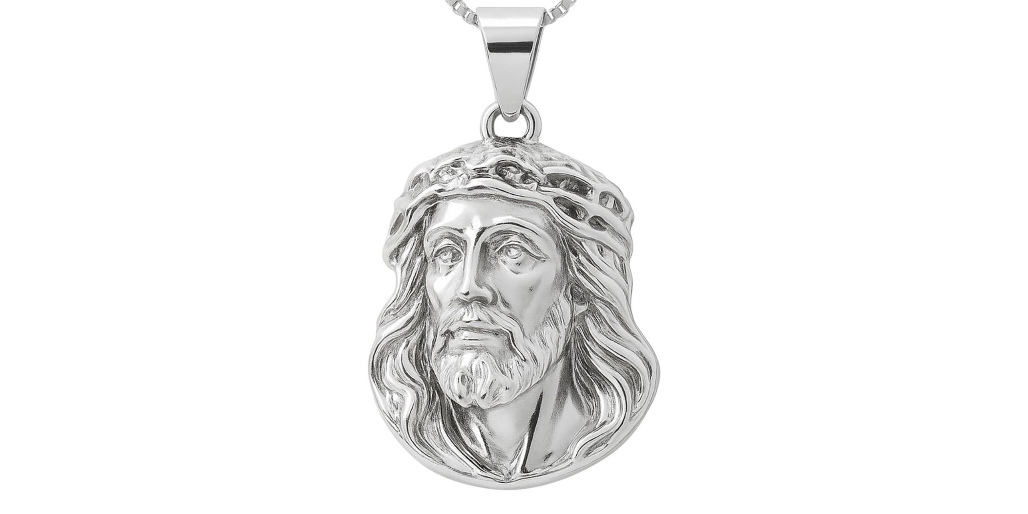 Pingente Face Cristo Banhado A Prata 925