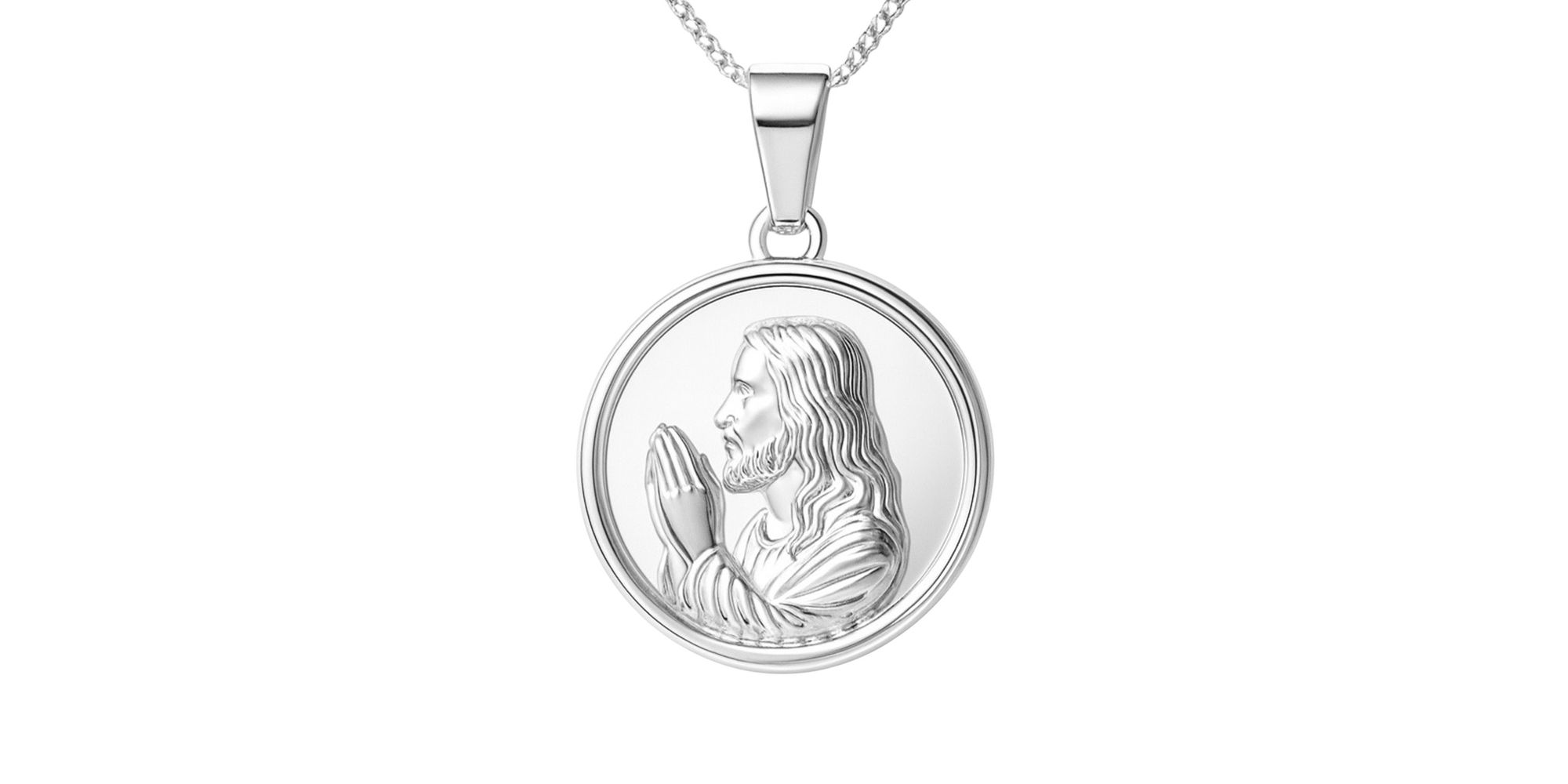 Pingente Medalha Jesus Banhado A Prata 925