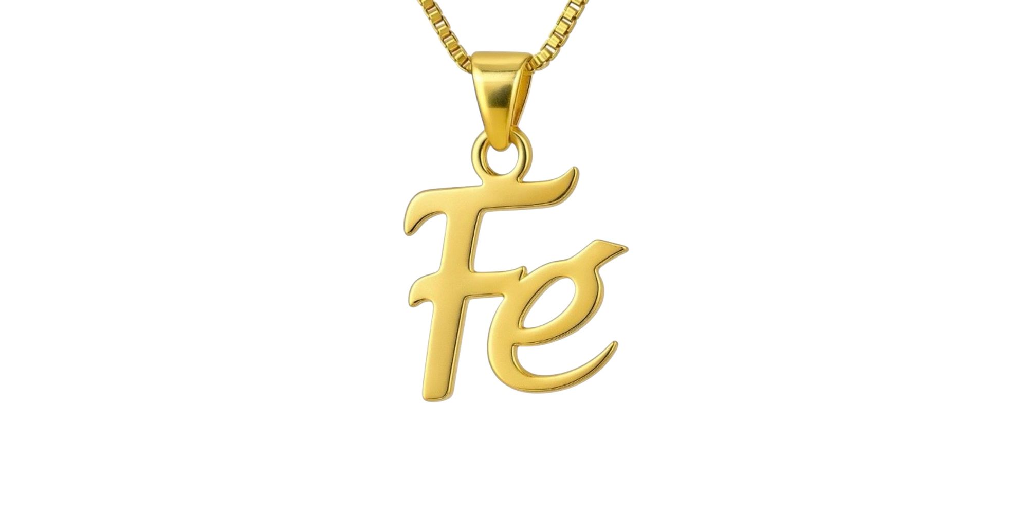Pingente Fé Cursivo Banhado a Ouro 18K