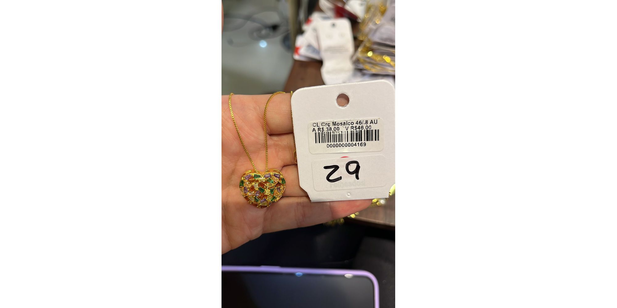 Colar Coração Moisaco Banhado A Ouro 18k