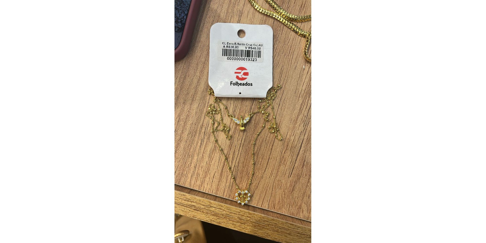 Colar Escapulário Espirito Santo Cruz Cravejada Banhado A Ouro 18K