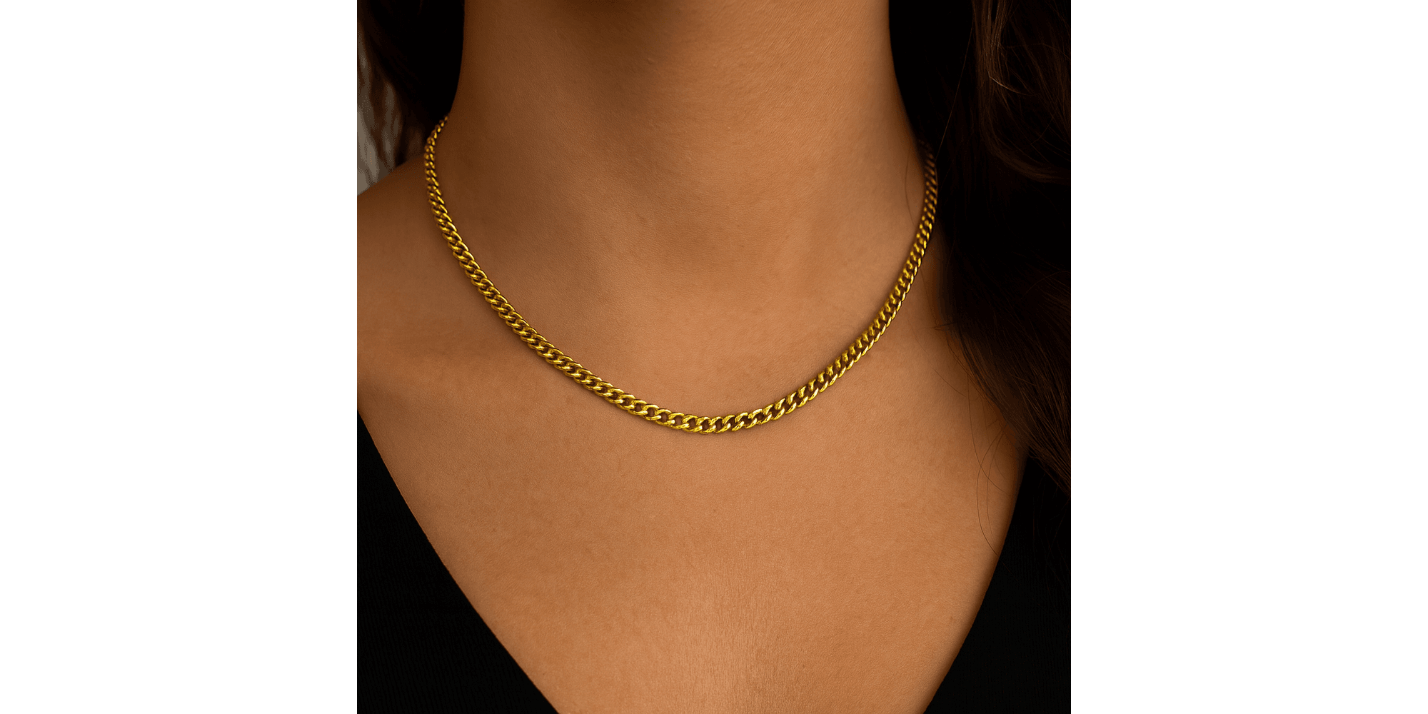 Colar Grumet Cubana 4mm Banhado a Ouro 18K