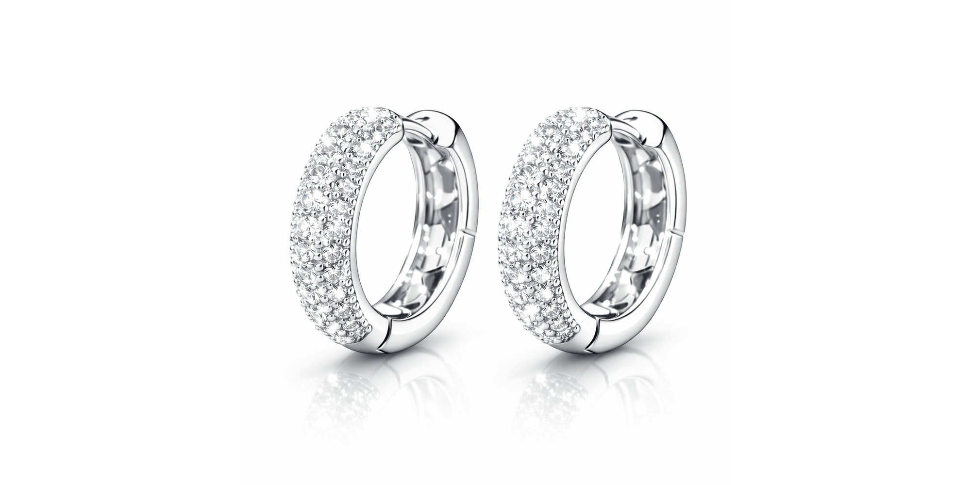 Brinco Argola Cravejada N14 Zircônia Banhado a Prata 925