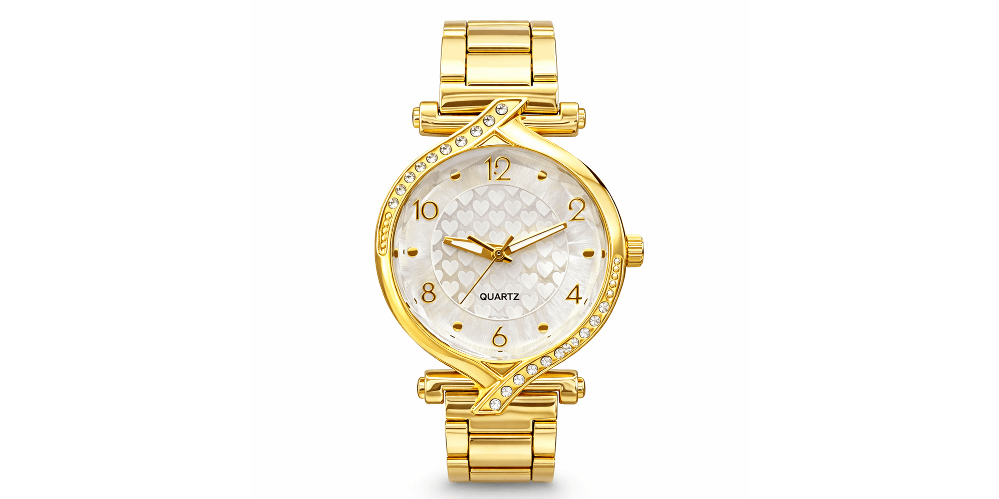 Relógio Quartz Gota Cravejada Aço Dourado 