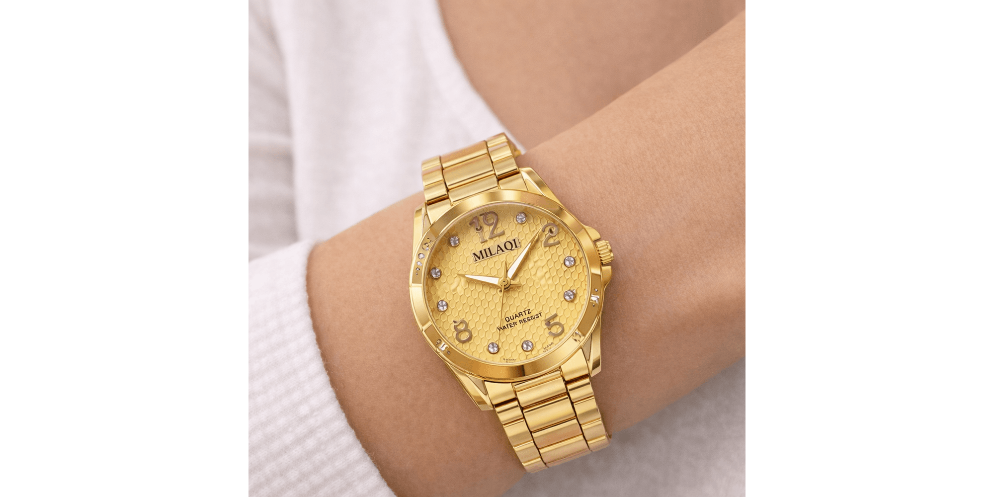 Relógio Quartz Milaqi G Aço Dourado