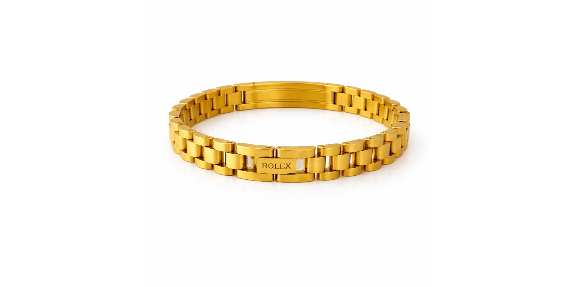 Pulseira Rolex Escrito 12 Milímetros Aço Dourado