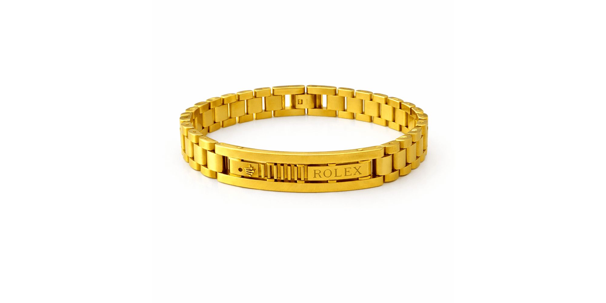 Pulseira Rolex Escrito 12 Milímetros Aço Dourado