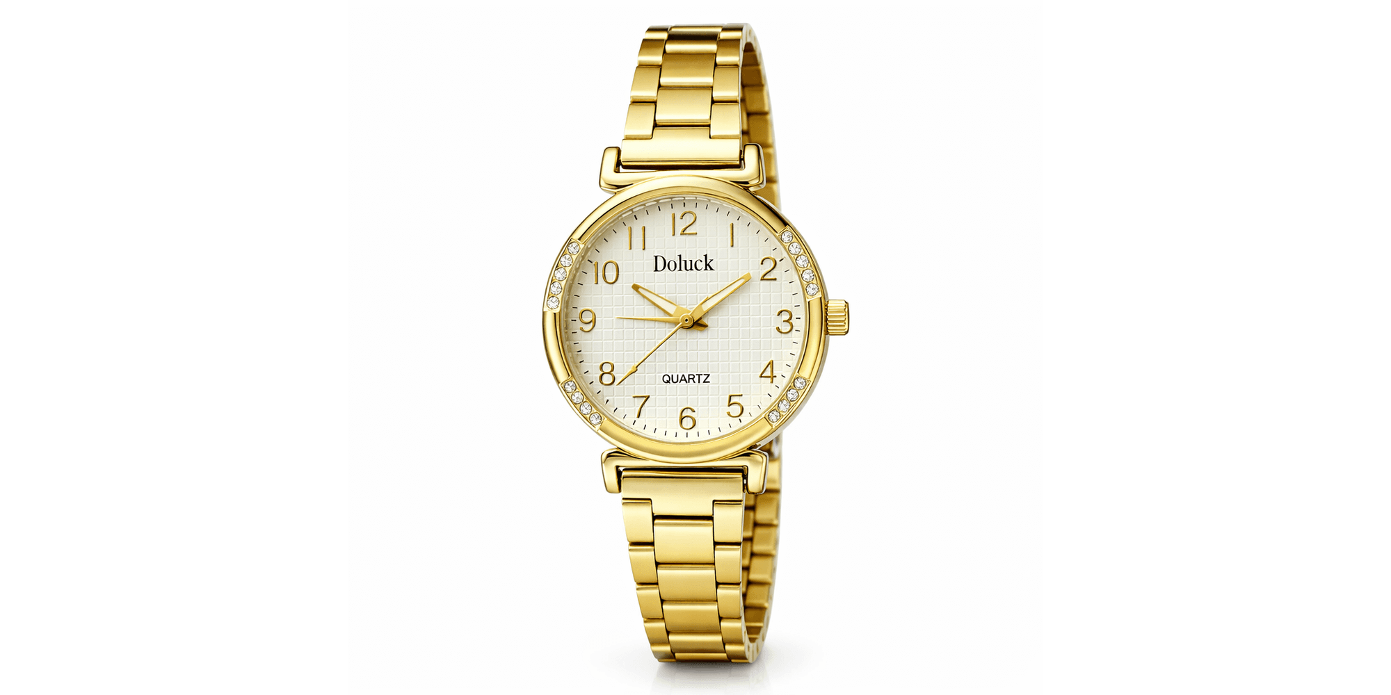 Relógio Quartz Doluck Cravejado Aço Dourado