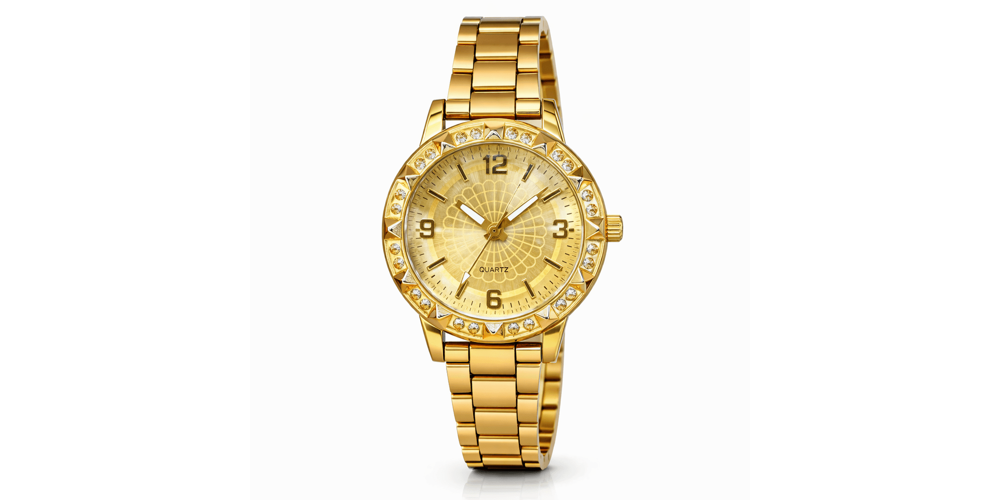 Relógio Quartz Rebite Aço Dourado