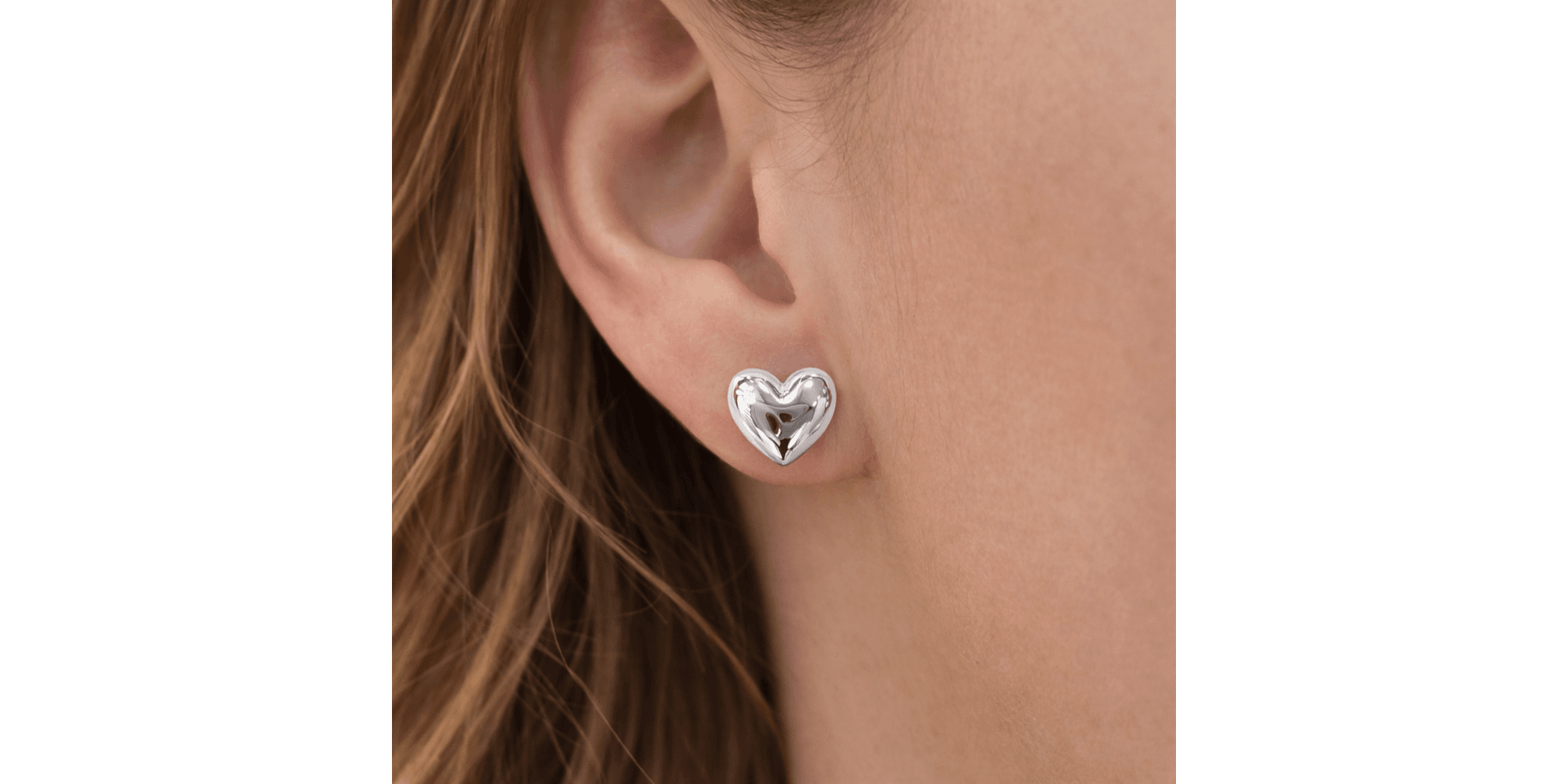 Conjunto Coração Abaulado Hipoalergênico Banhado a Ouro 18K