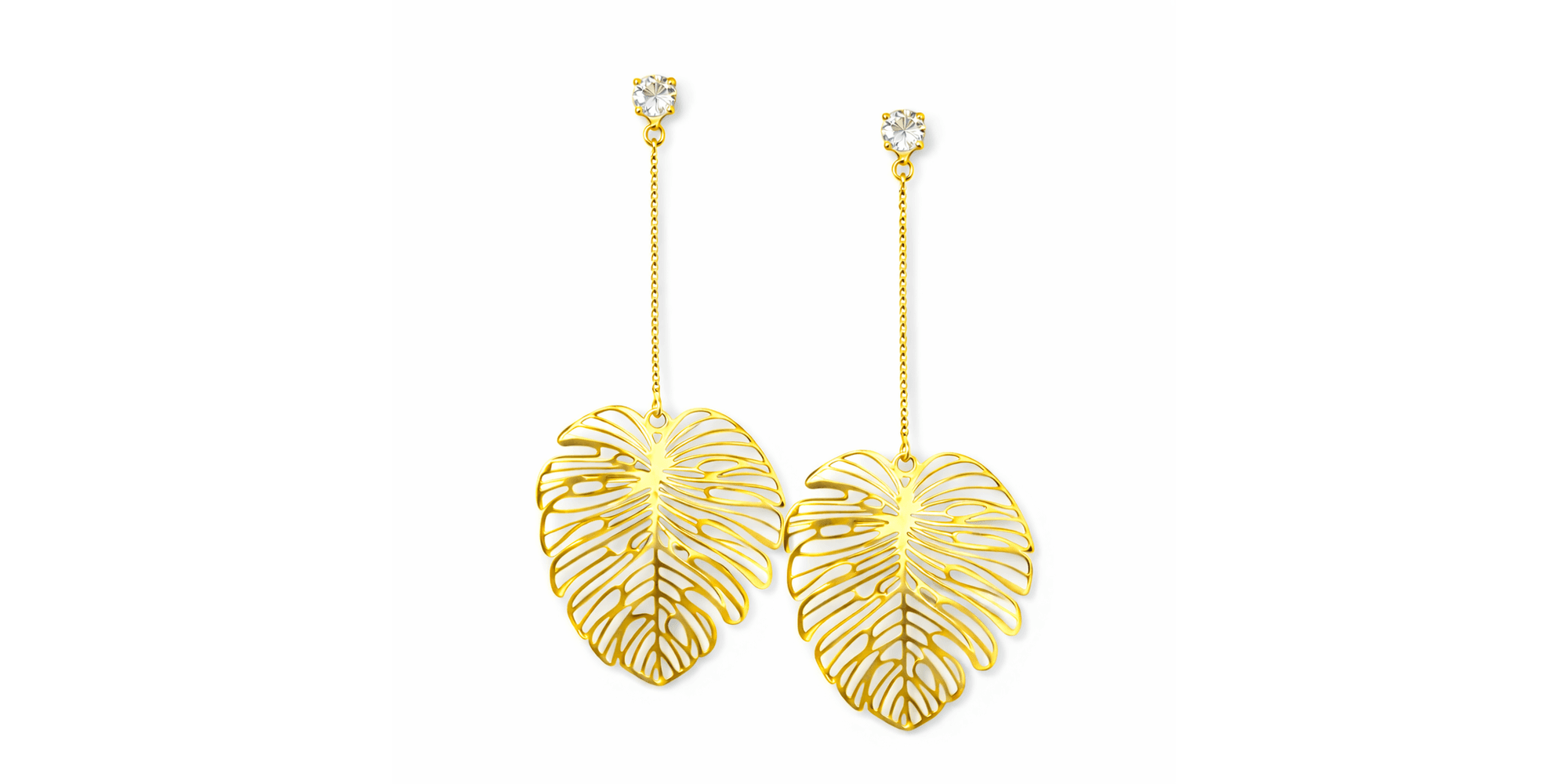 Brinco Folha Fio Ponto de Luz Banhado a Ouro 18k