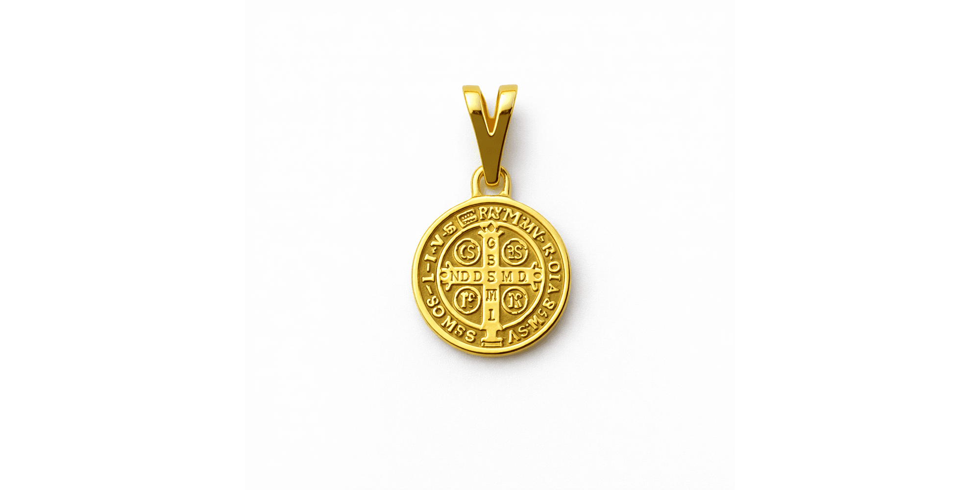 Pingente Medalha São Bento Banhado a Ouro 18K