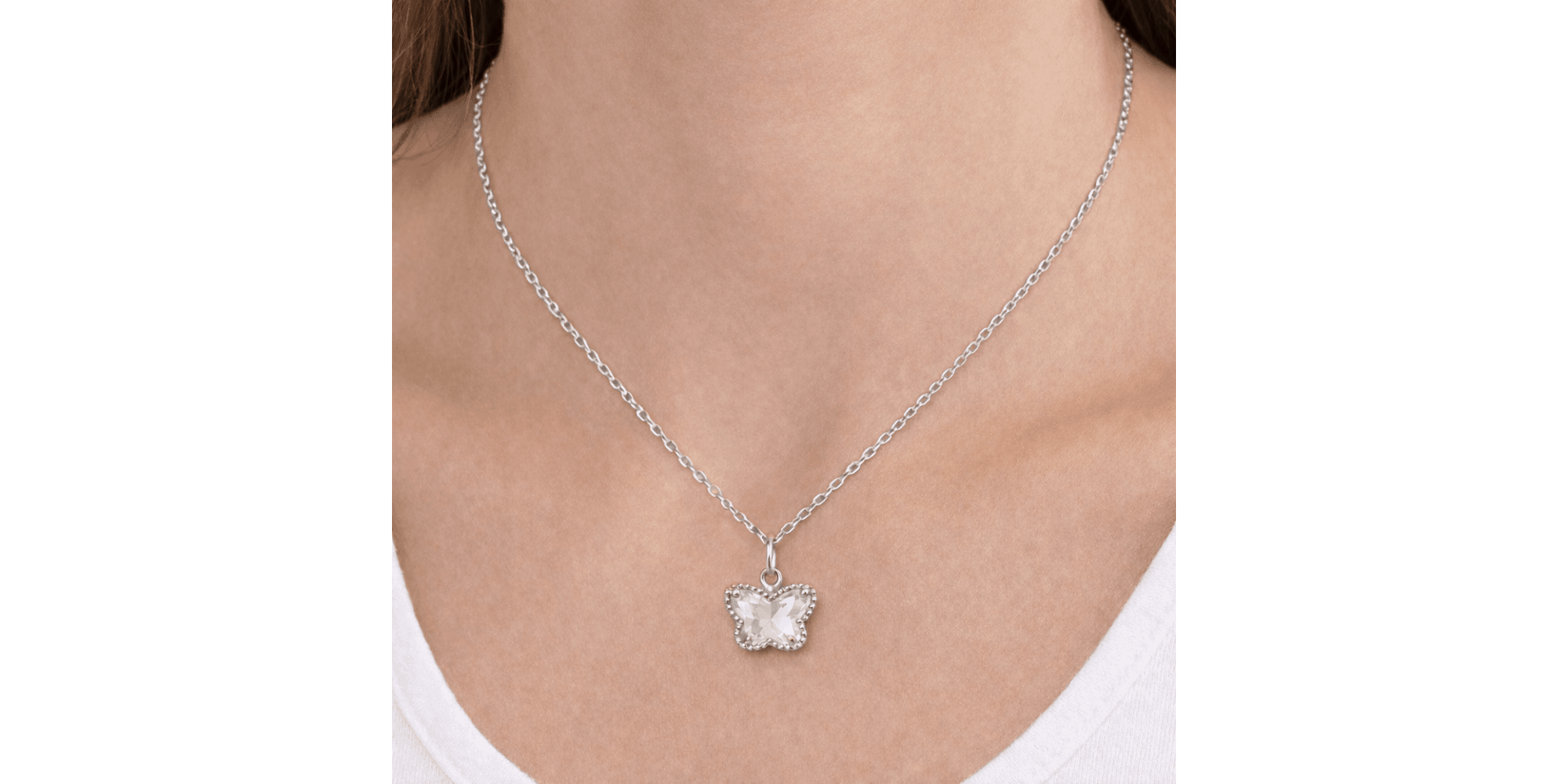 Conjunto Borboleta Cristal Banhado a Prata 925