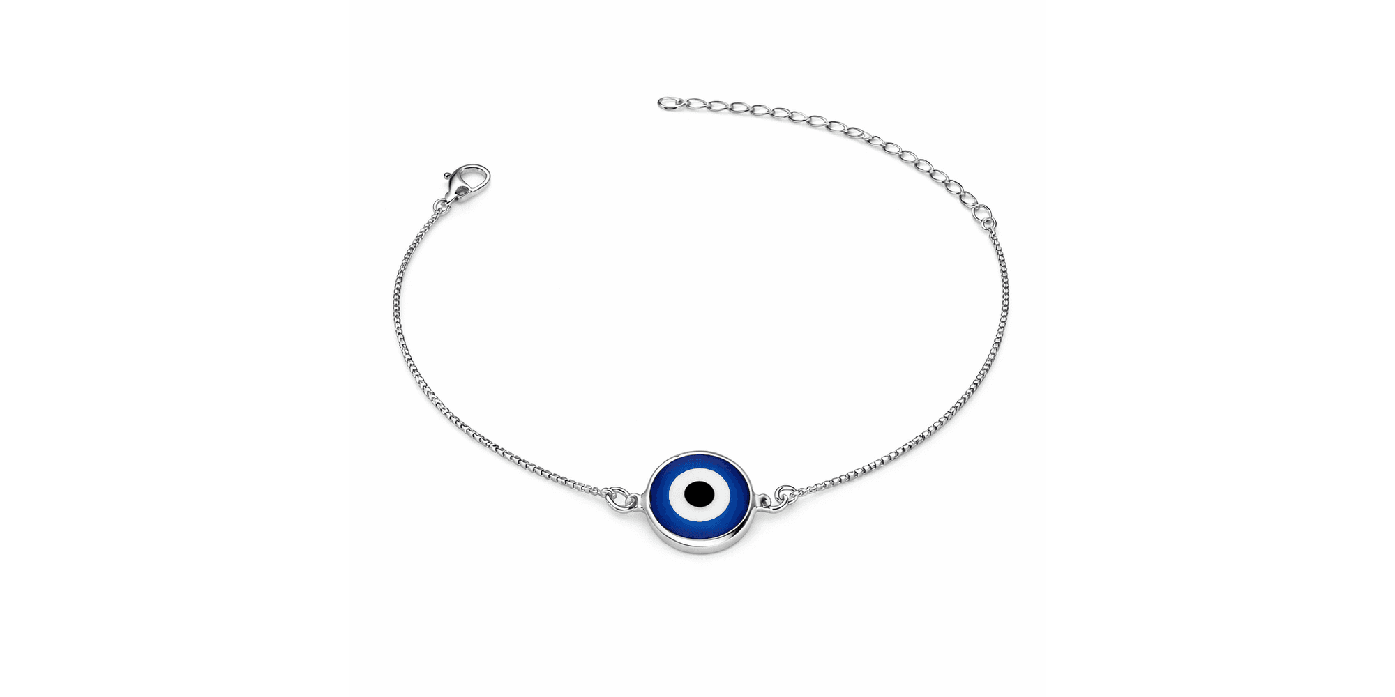 Pulseira Olho Grego Azul Escuro Meio Veneziana Banhado A Prata 925.