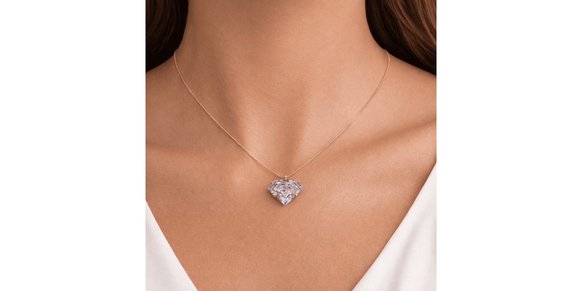 Colar Diamante Cristal Banhado a Ouro 18K