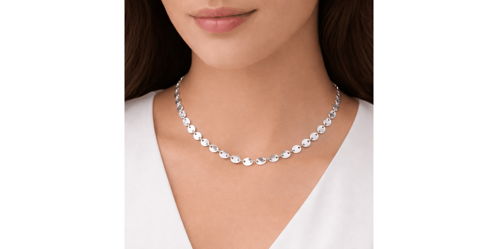 Colar Medalha Contínuo Banhado A Prata 925