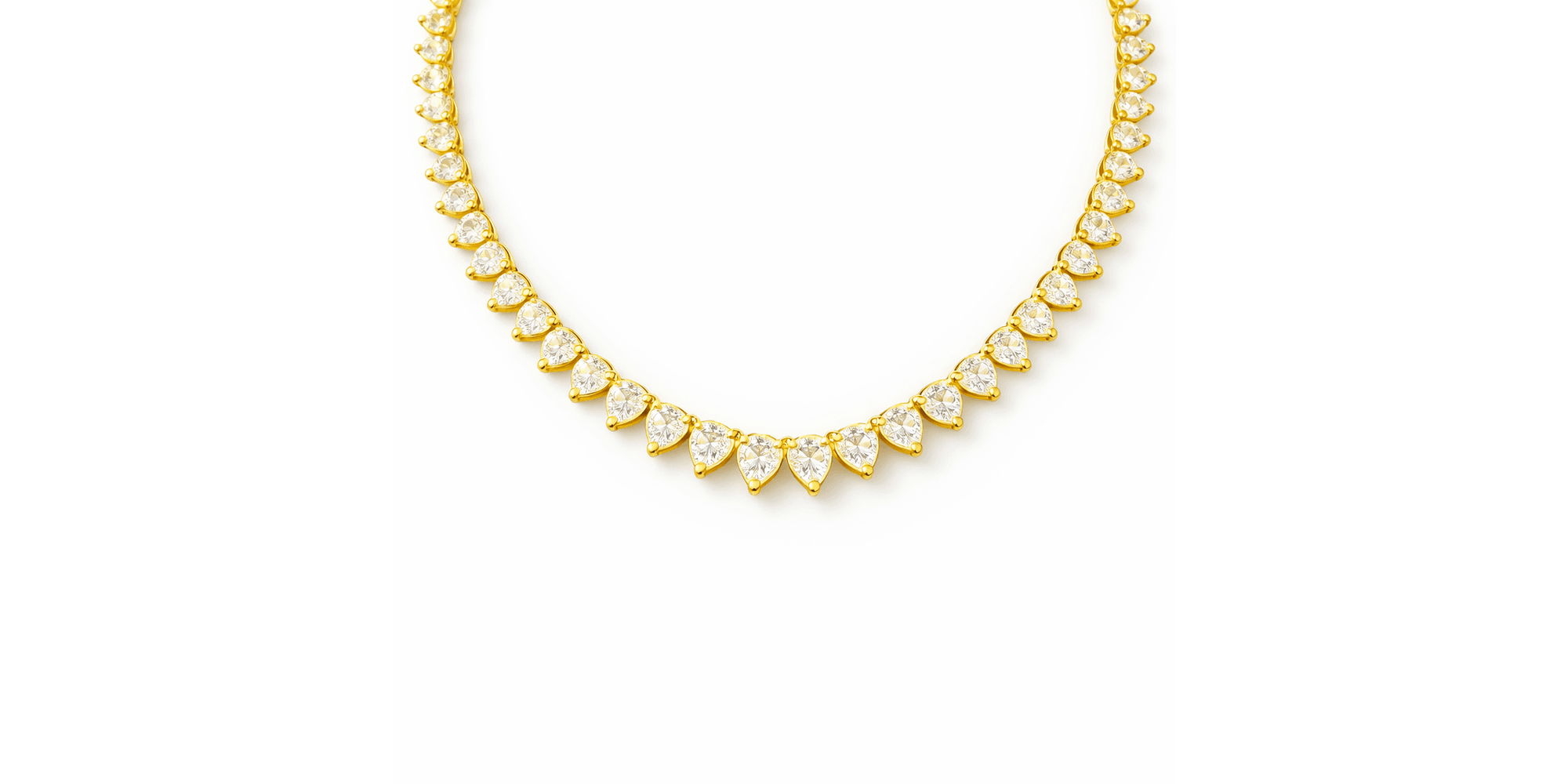 Colar Coração Viena 100 Zircônias Banhado a Ouro 18K