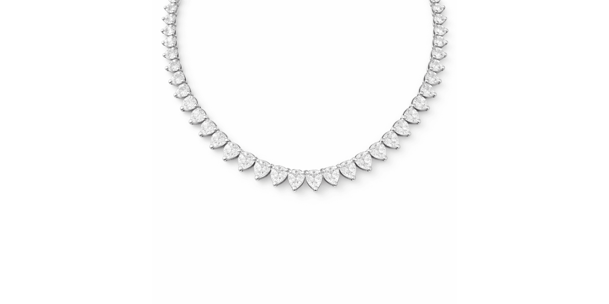 Colar Coração Viena 100 Zircônias Banhado a Prata 925