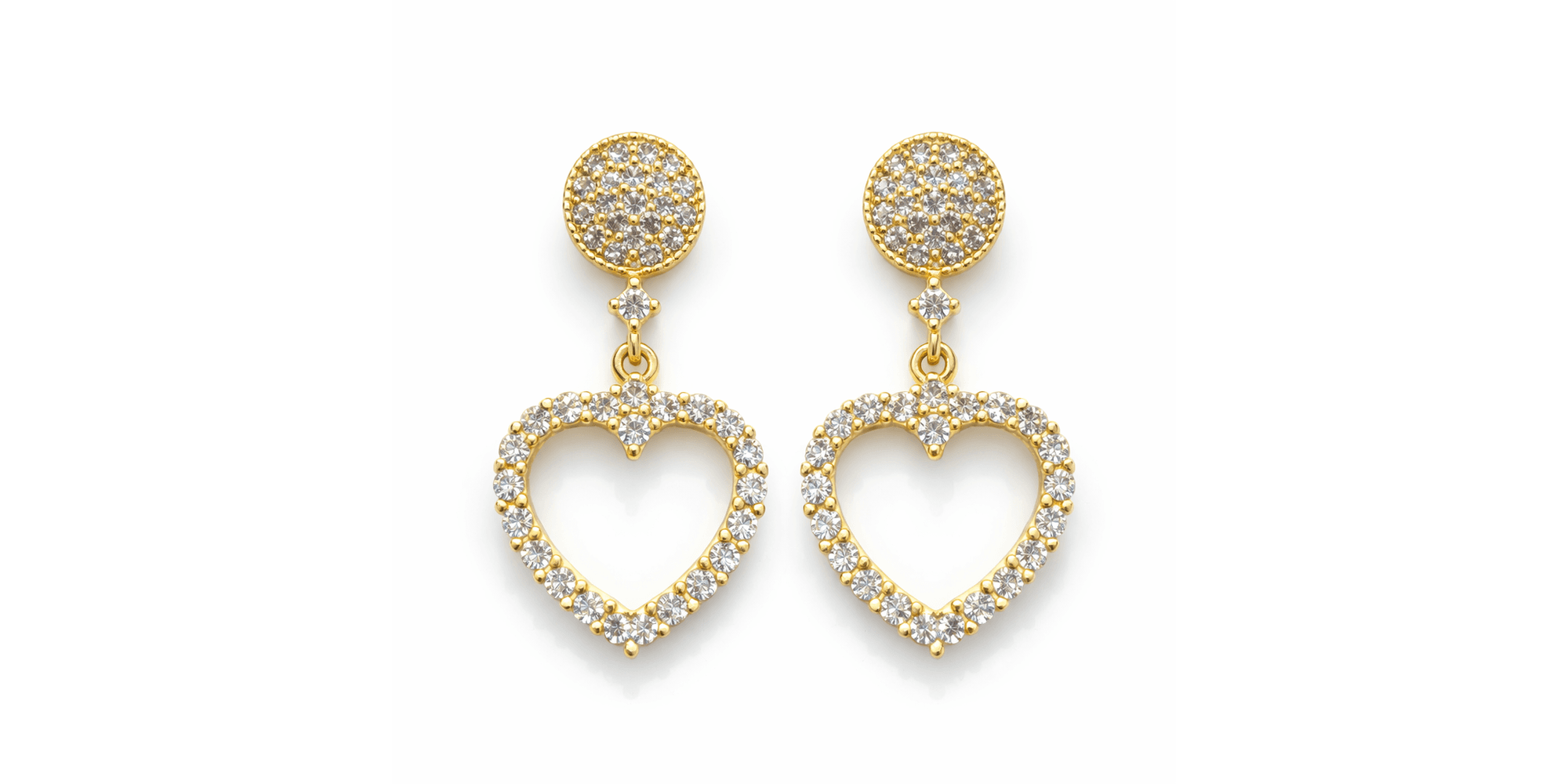 Brinco Coraçã0 Vazado Matrix Cravejado Hipoalergênico Banhado a Ouro 18K