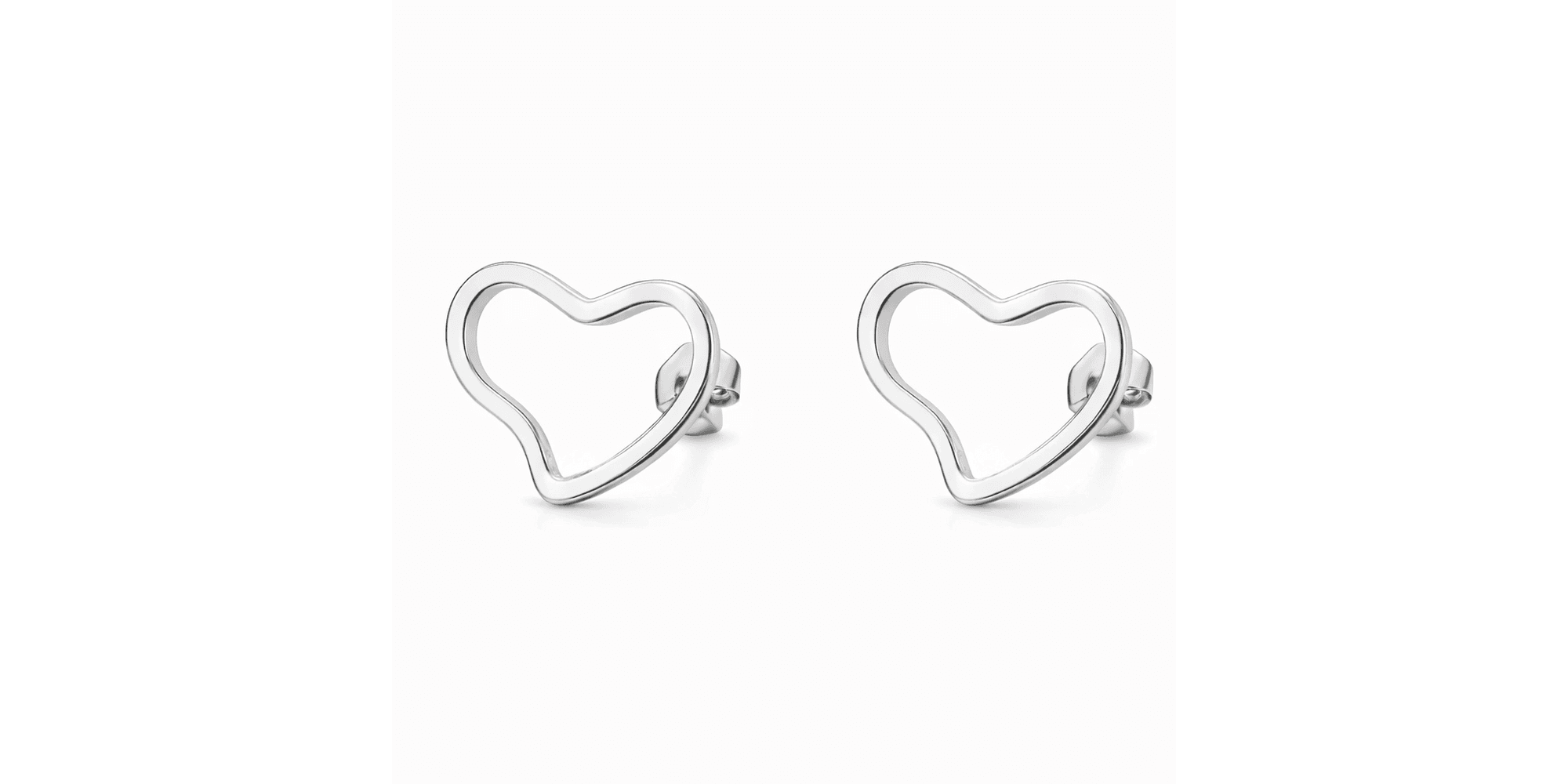 Brinco Coração Vazado Curvado Banhado a Prata 925