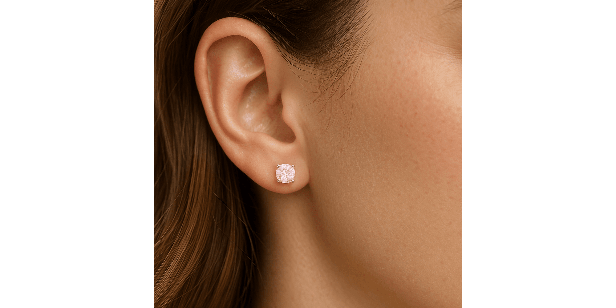 Brinco Pedra Redonda Rosa Zircônia Banhado A Prata 925