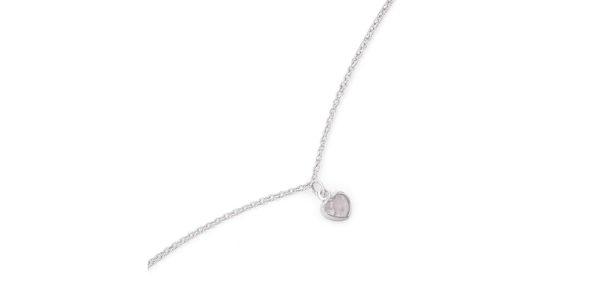 Tornozeleira Elo Português Coração Rosa Banhado A Prata 925