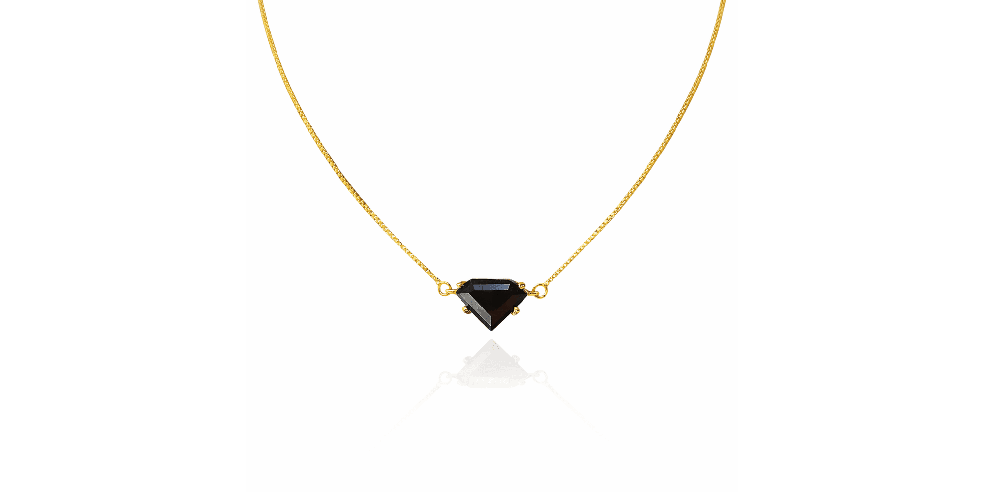 Colar Diamante Preto 46/0.8 Banhado A Ouro 18K